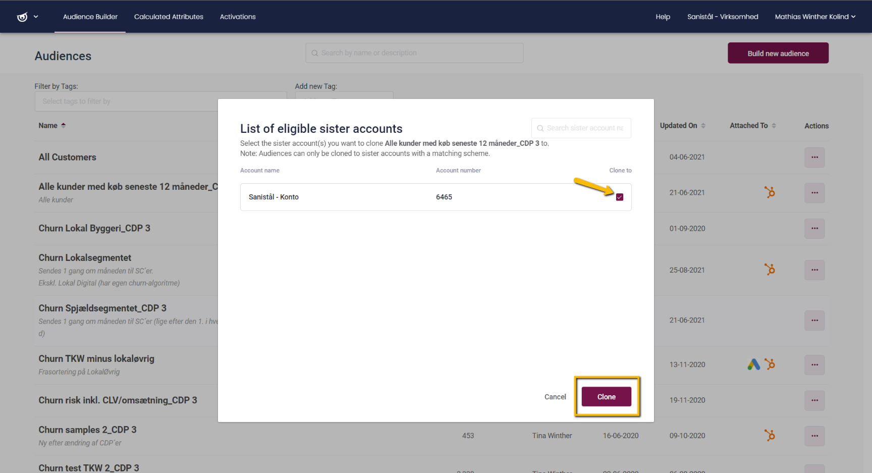 Clone Audiences in the CDP